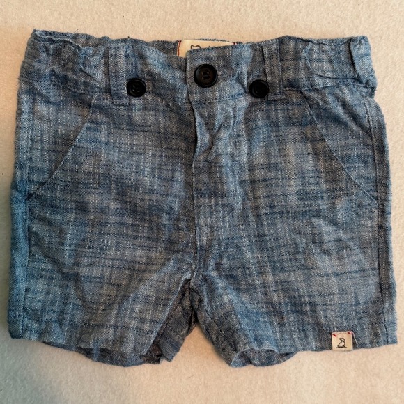 Me & Henry Other - Me & Henry London Blue Cotton Linen Look Shorts 6/9M Preppy Minimalist Boho